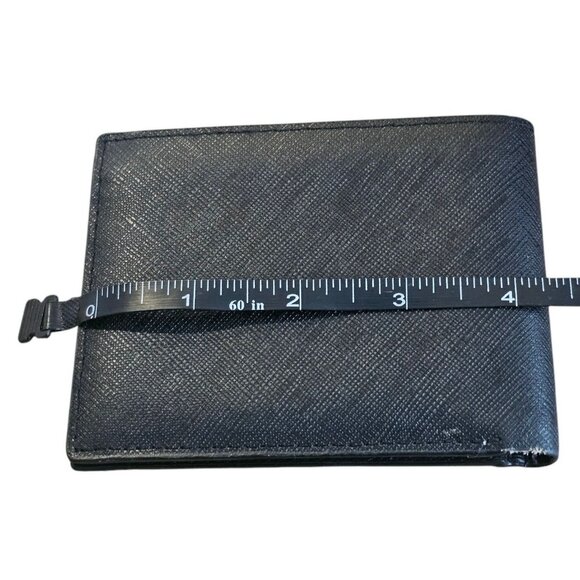 Calvin Klein Slim Mens Bifold Wallet Black Textured Leather Multiple Card Slots - Picture 7 of 9
